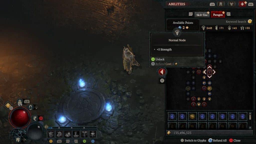 A Paragon Board in Diablo 4.