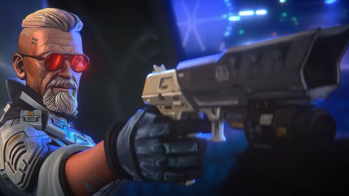 apex legends season 17 legend ballitic pointing his smart pistol